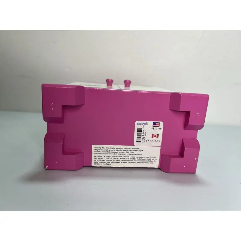 Claire’s Pink White Floral Jewelry Box Girls Cabinet Style Organizer w/ Doors